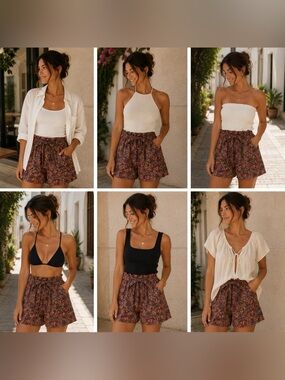 Floral Paperbag Waist Shorts